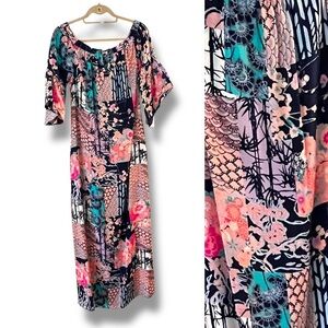 Alice & Trixie Maxi Dress XS Coverup 100% Silk Colorful Patchwork Print